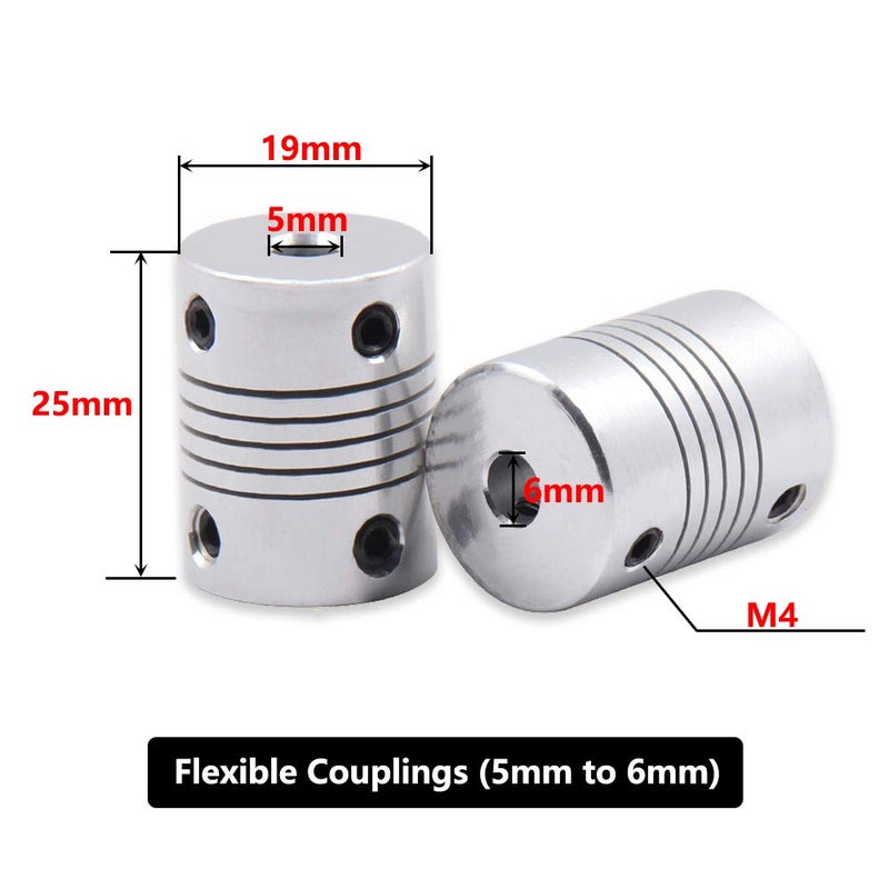 Saipor Saiper Flexible Couplings 5mm to 6mm (5pcs) Aluminum Alloy Joint Connector Compatible with NEMA 17 Stepper Motors, RepRap 3D Printer or CNC Machine, 3D Printer Accessories - Image 2